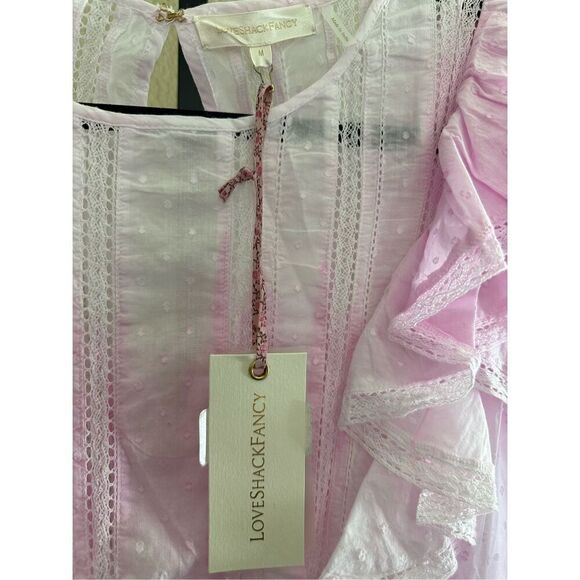 Love Shack Fancy Natasha Ruffle Tiered Mini Dress in Peony Pink Size M - Picture 7 of 11